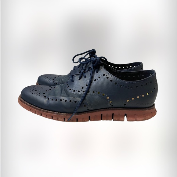 Cole Haan Zerogrand Wingtip Oxford Navy Blue Leather Lace Up Men 10.5 M - Picture 2 of 16